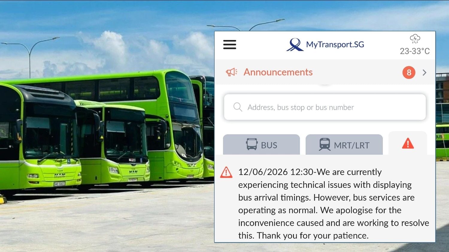 Bus arrival timings hit by technical issues on 12 June, but bus services operating normally: LTA