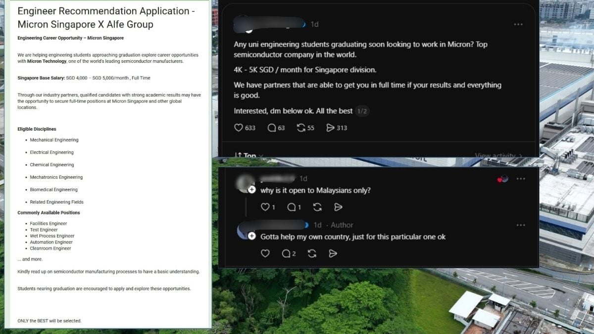 'Gotta help my own country': Threads post advertising Micron Singapore jobs for Malaysians only raises concerns