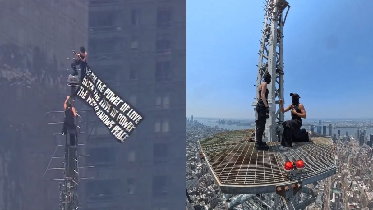 Couple scale Empire State Building's spire, get engaged, then arrested