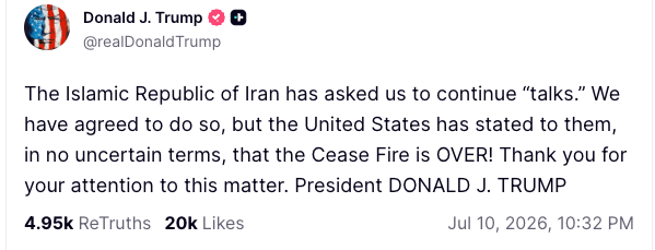 Trump truth social 10 July 2026.png