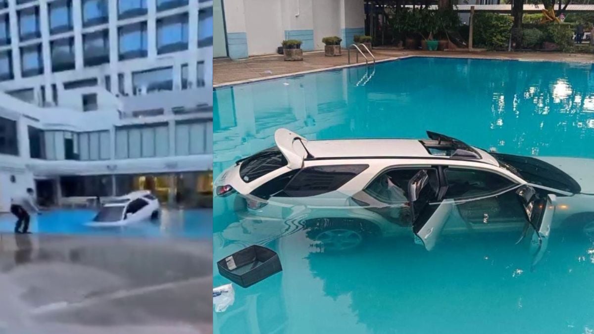 Man hospitalised after car plunges into university pool following dispute over rent in Bangkok