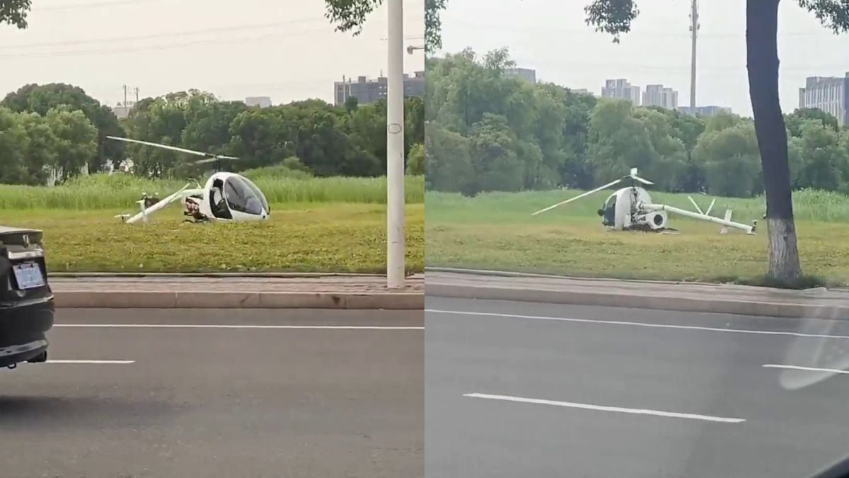 Small helicopter loses control during emergency landing in eastern China, two hospitalised
